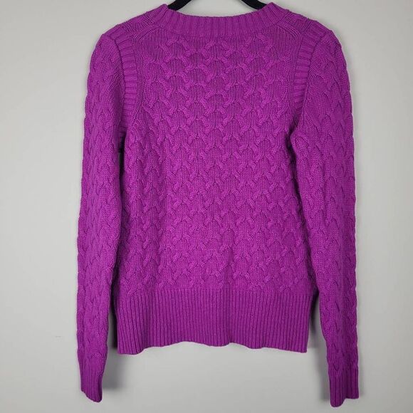 J Crew Womens Small Cable Knit Pullover Sweater Purple Wool Angora Blend - Picture 2 of 5